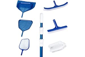 Poolpanda Poolreiniger Set Poolkescher feinmaschig Poolbürste Teleskopstange (Set XL)