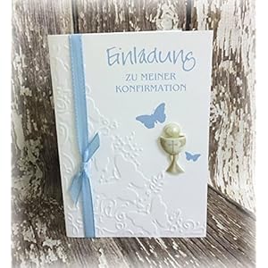 Einladung Einladungskarte Kommunion Konfirmation Schmetterling Kelch hellblau blau aqua