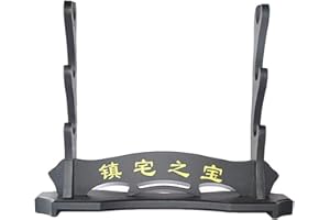 SHULI Support pour épée de samouraï japonais, support d'épée de table - 3 étages en bois noir
