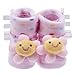 Double Baby Indoor Anti-slip Warm Knitting 3D Socks Pink Flower 0-12 Moths