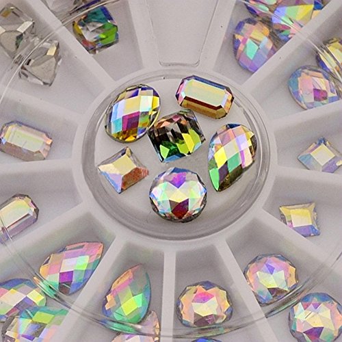 KAIKSO-IN 36PCS 3D Nail Art Glitter Strass-Rad-Nagel-Dekoration-Design-Tool Weiß AB - 3