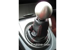 The Tuning-Shop Ltd Soufflet pour changement de vitesse en cuir noir et coutures rouge