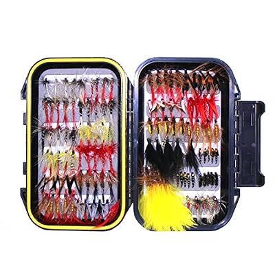 Croch Mouche Assortiment handgebunden voler Leurre Imitations de Truite appâts Angel saibling avec boîte étanche, Set B 120 Stück