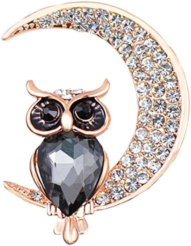 FENGJI Vintage Style Owl Shape Brooch Pin Rhinestone Covered Scarves Shawl Clip for Women Ladies 3 Colors