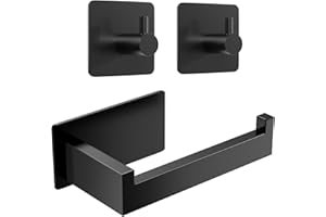 YUNISS Uchwyt na papier toaletowy ze stali nierdzewnej 304 uchwyt na papier toaletowy bez wiercenia do łazienki kuchni toalety -czarny