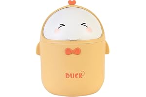 SYULCR Papelera Escritorio Pequeña, Cubo Basura Portátil Estilo Dibujos Animados Lindo, Con Tapa para Oficina, Cocina, Baño, Dormitorio (Amarillo)