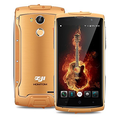 HOMTOM ZOJI Z7 Smartphone- IP68 impermeabile, 5.0â€˜â€™ HD Display Android 6.0 4G Telefono Cellulari, MT6737 quad core 1.3GHz, 2GB RAM 16GB ROM, 13MP+5MP Camera, Dual SIM, Fingerprint recognition, WiFi/GPS/OTA/OTG Cellulare - Arancione