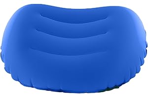 BRTNUP Oreiller gonflable ultra léger pour le camping, compressible, compact, confortable, ergonomique, coussin gonflable pour camping, plage, pêche, voyage (bleu)