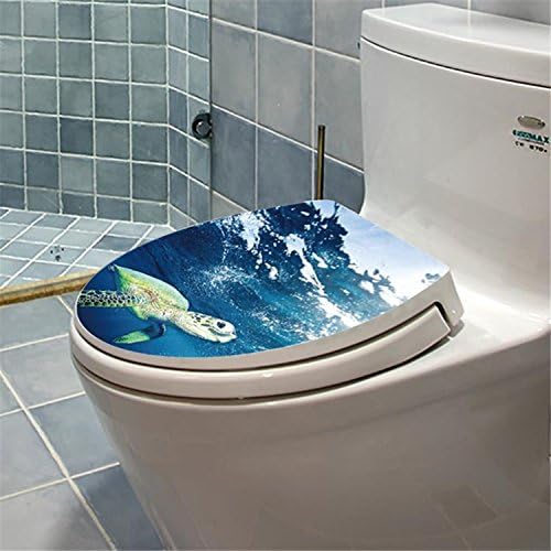 Yanqiao 3D Turtle Sea Toilet Seat Wall Sticker Tatto Art Mural Home Decor Kid Boy Girl Adult 38x32cm/15x12.6"