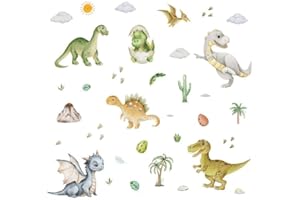 LIYUN decalmile Adesivi Murali Dinosauri Boho Adesivi da Parete Animali Dinosauro Decorazione Murale Ragazzi Camera Bambini Asilo Nido