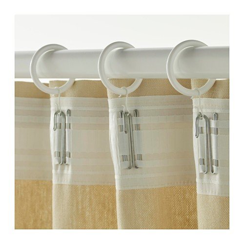 IKEA Gardinenringe SYRLIG mit Klemmen und Haken (weiß, Ø 38 mm) - 2