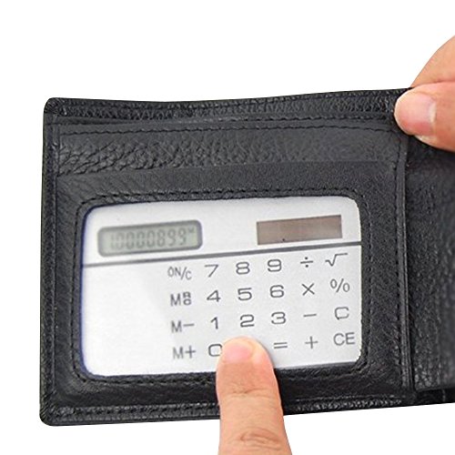 Alxcio 8 Digits Basic Calculator, 2 pcs Ultra Thin Mini Size Solar Powered Credit Card Design Pocket Calculator, Black*1 + White*1 - Image 6