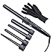 CkeyiN® 5 in 1 Multifunction Interchangeable Hair curlers Kit with Heat Resistant Glove Hair Styler Tools Curling Iron Curler Wand Tongs Set Crimping Iron for Women (Black)