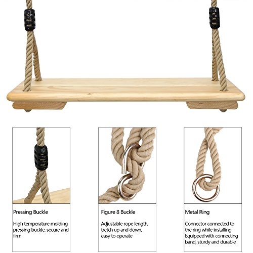 Pellor Wooden Swing Seat Indoor and Outdoor Hanging Seat Max Load 150KG (Rope Max: 210cm, burlywood) reviews Pellor Wooden Swing Seat Indoor and Outdoor Hanging Seat Max Load 150KG (Rope Max: 210cm, burlywood)