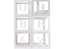 DIMETEY Ballonbox Transparent mit 2 sets 26 Buchstaben A-Z, Ballon Box Hochzeit Geburtstag,Baby Boxen Deko, Geschenkbox Baby Party Dekoration,Babyshowerparty Deko (Clear 6 ballonbox with 52 letter)