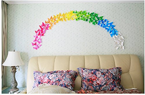 Butterme 12pcs Schöne 3D-Schmetterling Wandaufkleber Removable DIY Dekorationen Kunst-Dekor-Crafts-Wand-Aufkleber - 8