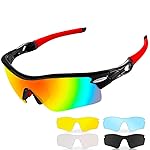 Occhiali da Sole Sportivi Polarizzati,CrazyFire Anti-UV 400 Protezione Ciclismo Occhiali da Sole con 5 Lenti...