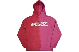 ROCK OFF OFFICIALLY LICENSED PRODUCTS Gorillaz Hoodie Two Tone Brush Band Logo Official Mens Red Pullover