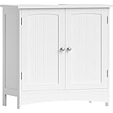 Vasagle 2 Kapılı Lavabo Dolabı, Banyo Dolabı, Ayarlanabilir Raflar, Bol Depolama Alanı, 60 X 30 X 60 Cm, Beyaz Bbc01Wt