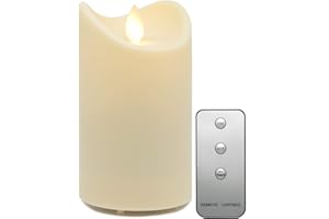 TRONJE Ø7x13 cm LED Candela a Batteria da Esterno Crema - Candela Plastica senza Fiamma con Timer e Telecomando - Impermeabile & Resistente al Calore