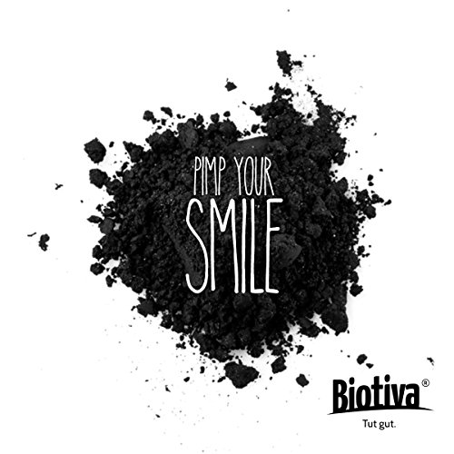 Aktivkohle „Active Carbon“ – Das ORIGINAL von Biotiva® // 25g reine Aktivkohle | Natürliches Zahnaufhellung-Pulver aus Kokosnuss | Für Zahnbleaching und Peel-Off-Maske (Schwarze Gesichtsmaske, Blackhead) gegen Mitesser, Akne und unreine Haut – MADE IN GERMANY (auch: Activated Charcoal Teeth Whitening) - 4