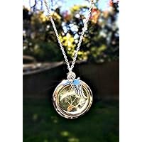 Sterling Silber Kette Valentinstag Geschenk Engelsflügel Löwenzahn Medaillon Pusteblume Halskette Anhänger -GESCHENKBOX Schwebeanhänger Sympathie und Verlust Schmuck