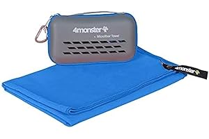 4Monster Microfibre Travel Towel - Quick Dry, Lightweight, Ultra Soft, Super Absorbent Compact Camping Towel for Sports, Gym, Beach, Camping, Yoga, Swimming, Hiking