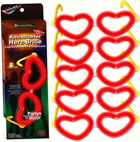 5x Glow Sticks Herzbrillen RED, 5er Bundle, Complete Set reusable, Factory-Fresh Premium Professional Quality Goods