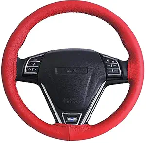 Autyle Car Steering Leather Cover Compatible with Mahindra XUV 500 (Red)
