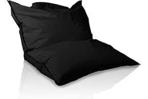 Bepouf - Pouf a Sacco, Cuscino Morbido in Poliestere con Imbottitura in Palline di Polistirolo, Poltrona a Sacco Adatta per Camera, Salotto e Esterni - Dimensione Piccola 140x100, Colore Nero