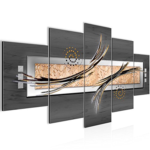 Bilder Abstrakt Wandbild 200 x 100 cm Vlies - Leinwand Bild XXL Format Wandbilder Wohnzimmer Wohnung Deko Kunstdrucke Grau 5 Teilig -100% MADE IN GERMANY - Fertig zum Aufhängen 103951b