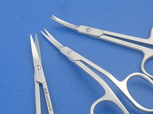 Maniküre-Schere Nagel-Hautschere Set 9 cm Gebogen 3-er Set Edelstahl - 2