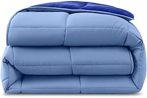 ‎WOMETO wometo Plüsch Steppbett Ganzjahresdecke Wende-Design ca. 135x200 – dunkelblau & blau – warme Winterbettdecke kuschelig & weich I ohne Bezug verwendbar I Oeko-TEX Zertifiziert