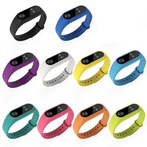 Pulseras para mi band 2 , 10 PCS silicona repuesto correa Recambio reloj banda correa reemplazo para Xiaomi Mi banda 2