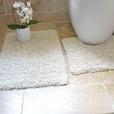 Badgarnitur im Schlingen-Design - weiche Badematten aus 100 % schwerer Baumwolle - 2-teilig - Creme