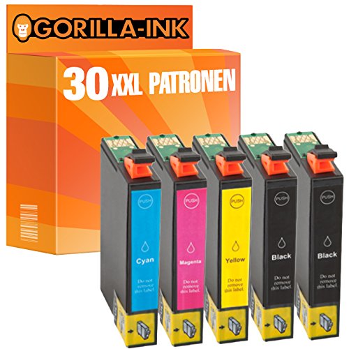 Gorilla-Ink® Sparset 30 Tintenpatronen XXL ersetzt Epson GI1631-GI1634 Workforce WF-2510 WF-2520 NF WF-2530 WF-2540 WF WF-2750 DWF WF-2760 DWF
