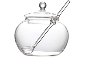 LIJUN Ocobudbxw Ciondolo 250ml Vaso di Cristallo Zuccheriera Set di Contenitori da Cucina con Coperchio e Cucchiaio di Condimento
