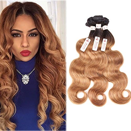 Durian Hair Brazilian Body Wave 10-26 inch Two Tone 1B/27 Ombre Weave Ombre Wet Wavy Human Hair Brazilian Virgin Hair Weave 3 Bundles (18 20 22 inch) 100g/1pcs