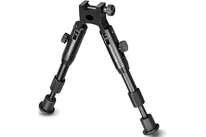 KEENZO Rifle Bipod, 6"- 9" Bipiede Inclinabile Girevole Con Supporto a Slitta E Adattatori, in Metallo Nero Rifinitura a Molla Retrattile Fucile Di Ritorno Tactical Bipod Hunting Accessory