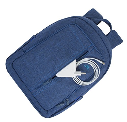 RIVACASE Notebook Rucksack bis 15.6“ – Stilvolle Tasche aus wasserabweisenden Material und extra verstärkten Seiten – Blau - 4