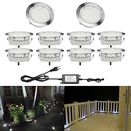 QACA 10er LED Einbauleuchten Bodeneinbaustrahler Außen Wasserdicht IP67 2,5W Ø80mm Treppenstufen Garten Terrasse