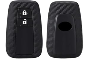 Happyit Clé de Voiture Cas Couverture en Fibre de Carbone Motif Silicone Souple pour Toyota CHR C-HR Camry Prius Prado 2 Boutons Télécommande sans Clé