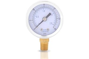 PLYISTY Low Pressure Gauge, 0-30psi 0-2bar Mini Dial Hydraulic Pressure Gauge, 1/8" BSPT Thread Pressure Gauge, for Air, Water, Oil