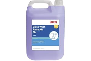 Jantex Commercial Glasswasher Rinse Aid Concentrate 5 Litre, Blue, Commercial Use Rinse Aid, Low Foaming, Suitable for use in Cabinet Glass Washers, CF979
