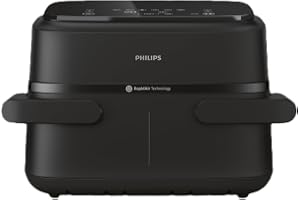 Philips Airfryer XL, 7.1L/1.2KG, 2450W, 10 Functions, 6 Presets | 1000 Series, Dual Basket 3.5L + 3.5L, Touchscreen, Rapid Air Plus Technology, Black, NA150/00