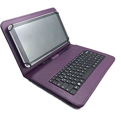 3er Starter Set für Aldi – MEDION LIFETAB X10302 MD 60347 QWERTZ Tastatur Tasche + Stylus Pen + Schutzfolie – 10.1 Zoll Lila Tastatur - 4