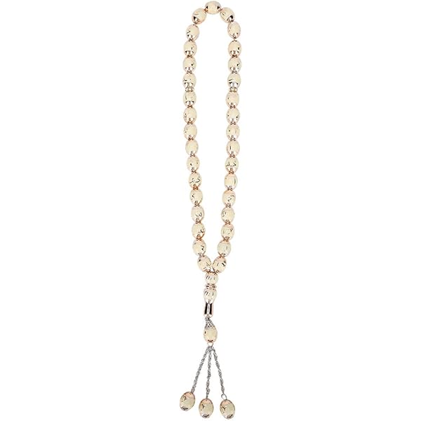 Tespih Misbaha Lot de 33 perles de prière en ambre véritable pour chapelet islamique Tesbih