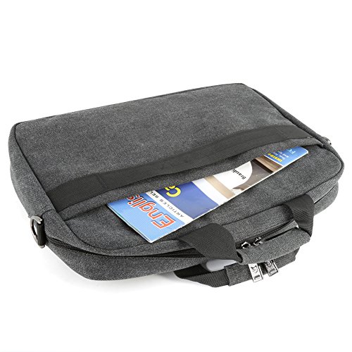 Notebooktasche 13.3, Evecase Universal Canvas Laptop Schutzhülle Aktentasche mit Zubehörfächer, Lasche für Trolleybefestigung für Notebook MacBook Ultrabook Tablet bis 13.3 Zoll – Cooper Grau - 4
