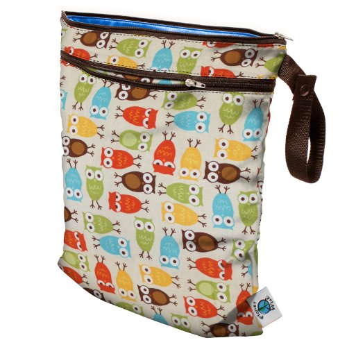 Planet Wise Reusable, Waterproof Wet/Dry Cloth Nappy Bag (Owl)