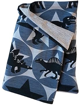 WOLLHUHN ÖKO Leichtes Halstuch, Schlupfschal schwarz-grau mit coolen Dinos und Sternen für Mädchen und Jungen,...